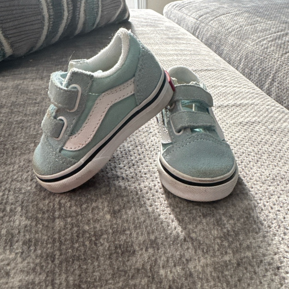 Vans Kids Teal and White Sneakers